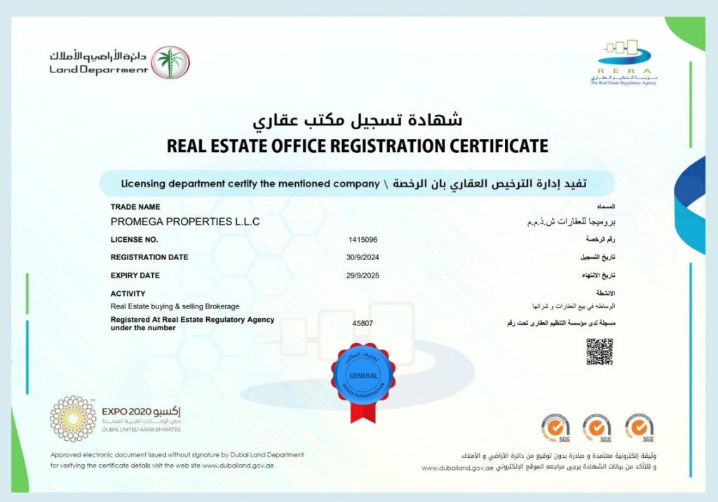 Promega Properties RERA certificate
